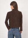 REPEAT SUEDE JACKET - DARK BROWN