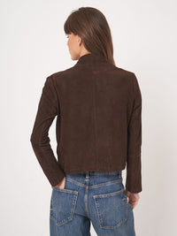 REPEAT SUEDE JACKET - DARK BROWN