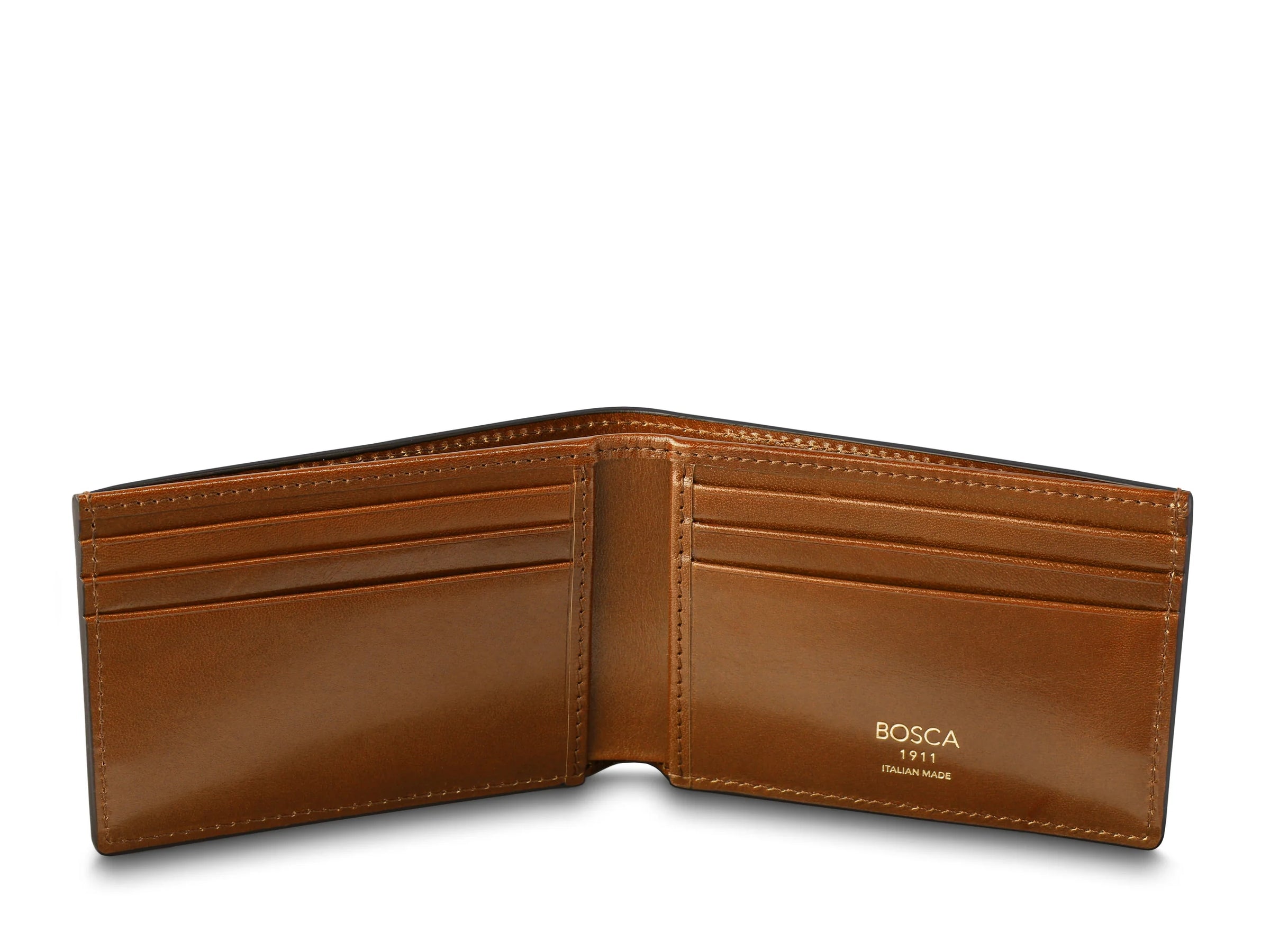 BOSCA 1911 ROMA ITALIA SMALL BIFOLD WALLET - AMBER