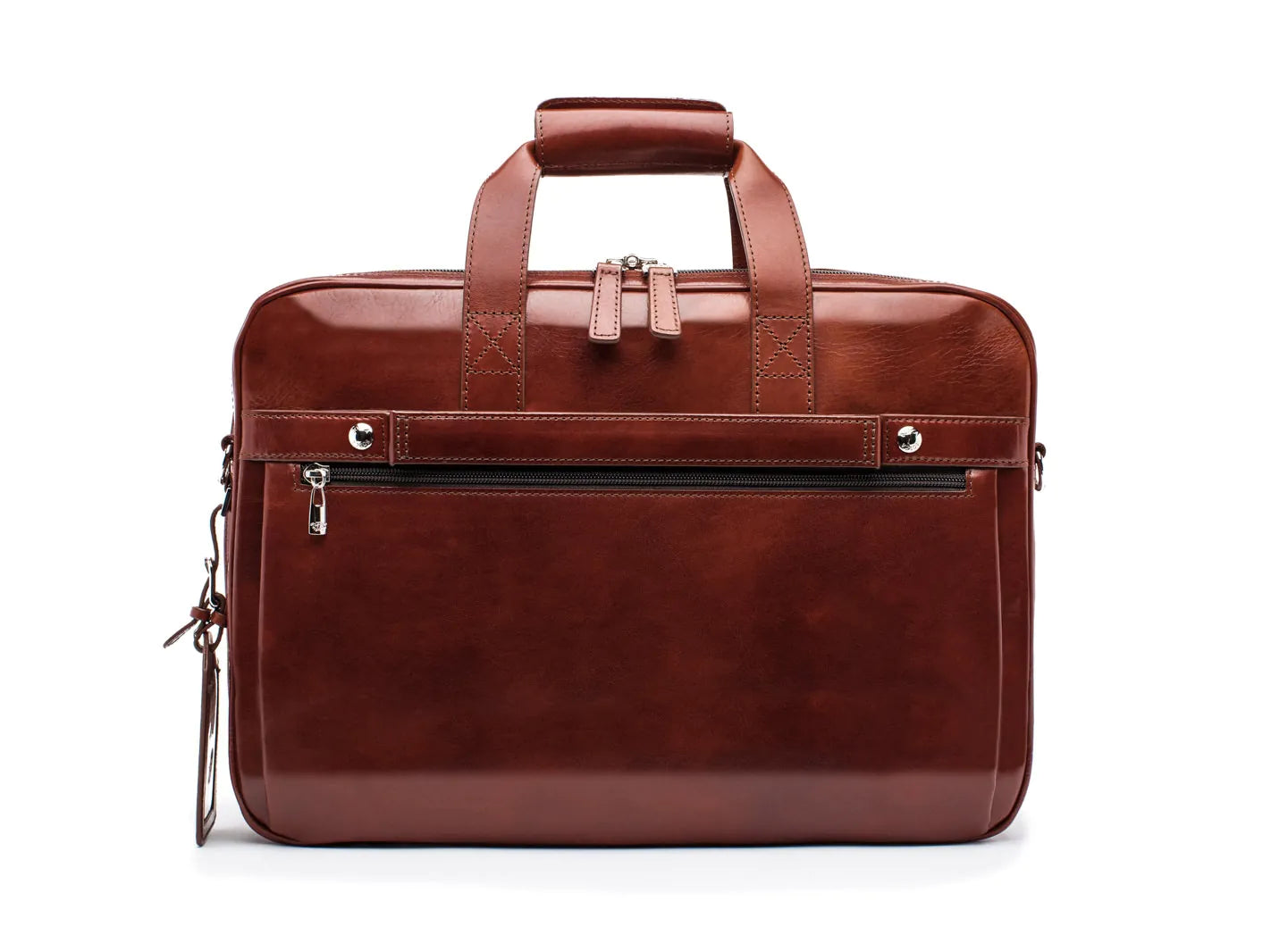 BOSCA 1911 LEATHER SINGLE STRINGER BRIEFCASE DARK BROWN Button