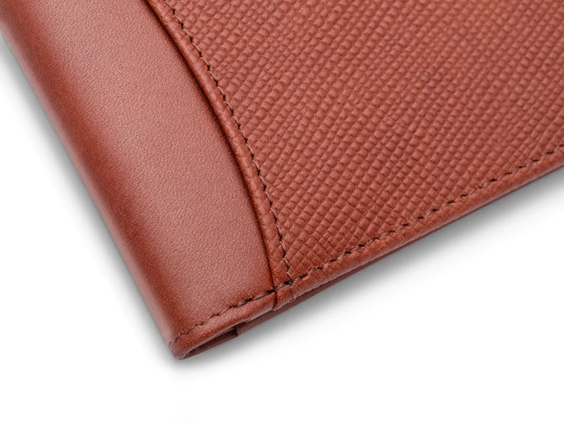 BOSCA 1911 SAFFIANO SMALL BIFOLD WALLET - BROWN