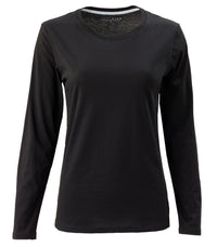 BLUE 1899 WOMEN'S PIMA COTTON T-SHIRT CREWNECK LONGSLEEVE - BLACK