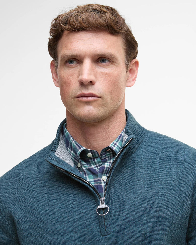 BARBOUR KELSON HALF-ZIP SWEATER - MALLARD GREEN