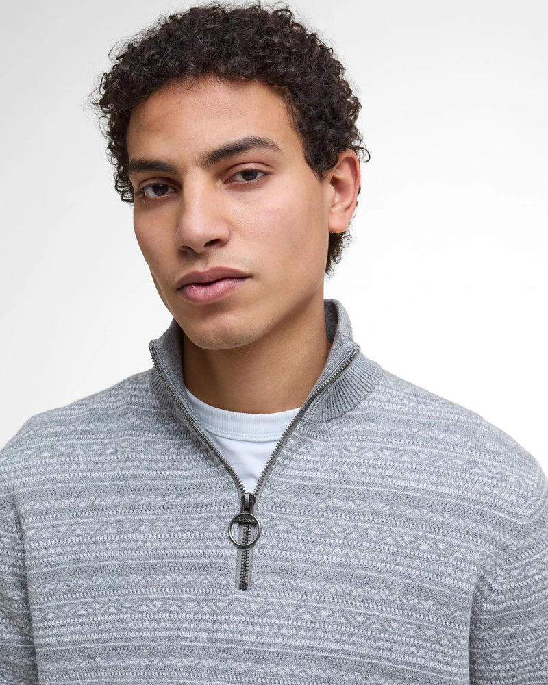 BARBOUR DARTFIELD HALF-ZIP SWEATER - LIGHT GREY
