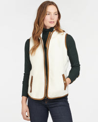 BARBOUR BURFORD WOMEN'S FLEECE VEST - WINTER PEARL/CLASSIC