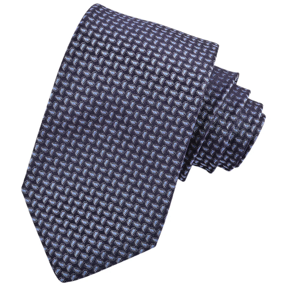 DION SILK TIE - NAVY & SKY MICRO PAISLEY