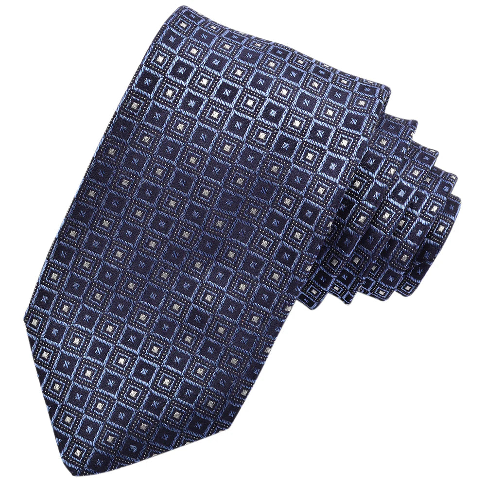 DION SILK TIE - NAVY SQUARES
