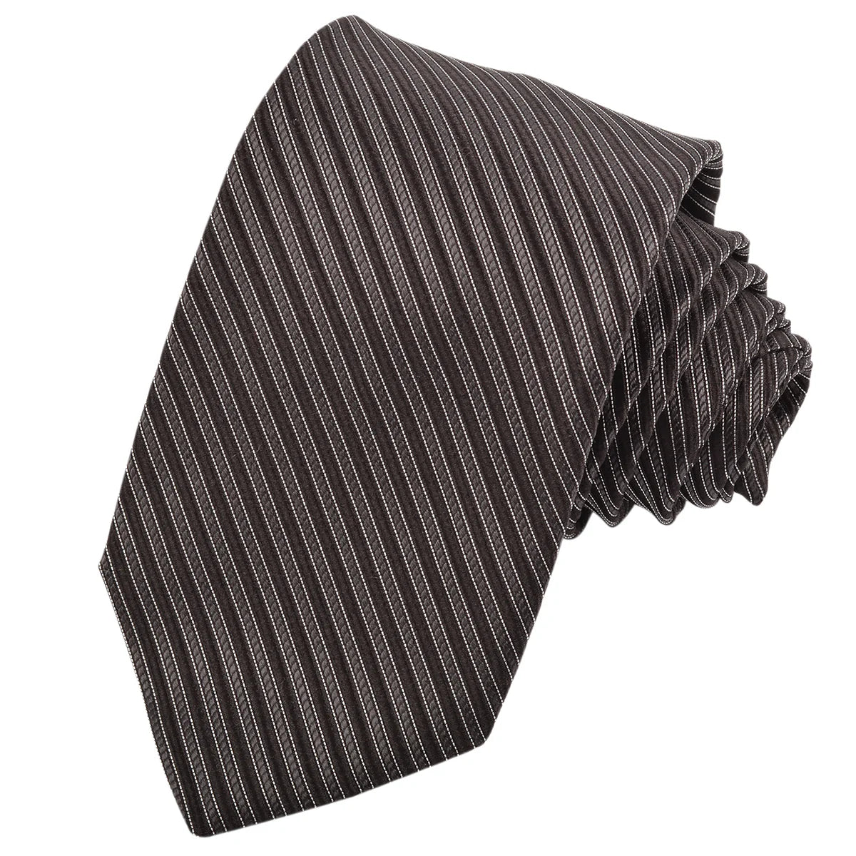 DION SILK TIE - BLACK & CHARCOAL SMALL STRIPE