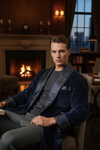 DION MARTINI JACKET - NAVY VELVET WITH SILK TRIM