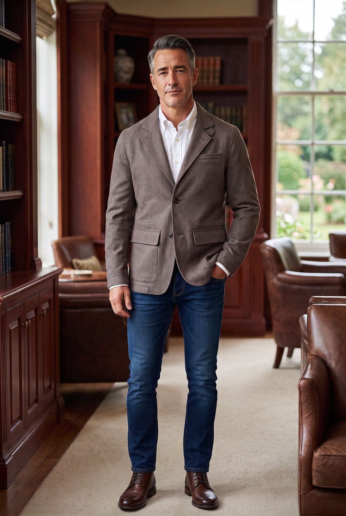 MANTO - LORO PIANA DOUBLE FACE WOOL BLAZER - MUSHROOM