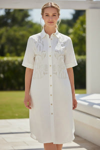 VLT'S BY VALENTINA'S EMBROIDERED DRESS - BEIGE