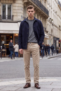 MANTO - DOUBLE FACE CASHMERE SHIRT JACKET - NAVY WITH GREY