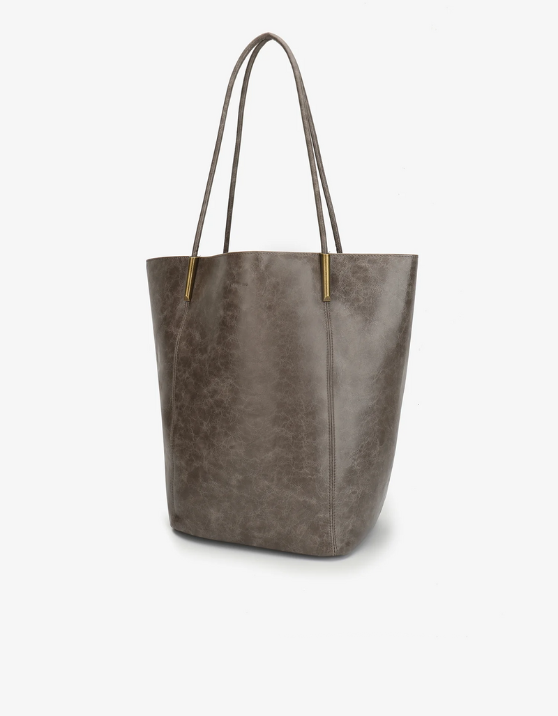 REMI/REID AKIMBO NORTH SOUTH WAXED TOTE BAG - GREY