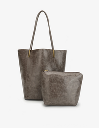 REMI/REID AKIMBO NORTH SOUTH WAXED TOTE BAG - GREY