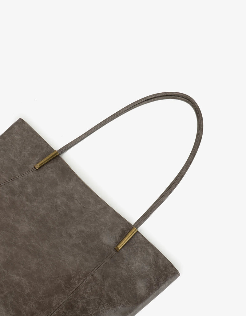 REMI/REID AKIMBO NORTH SOUTH WAXED TOTE BAG - GREY