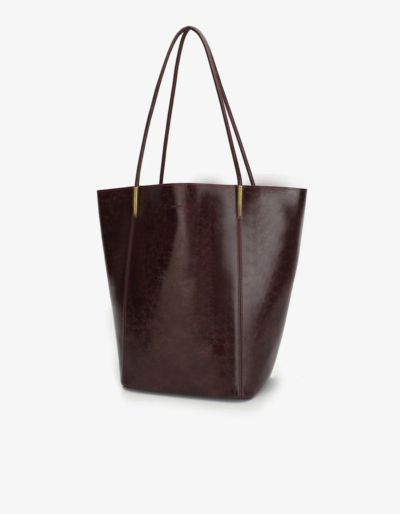 REMI/REID AKIMBO NORTH SOUTH WAXED TOTE BAG - OXBLOOD