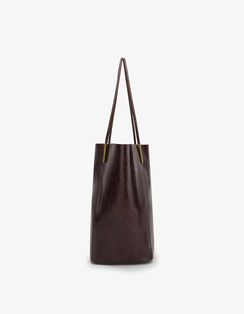 REMI/REID AKIMBO NORTH SOUTH WAXED TOTE BAG - OXBLOOD