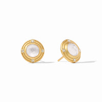 JULIE VOS ASTOR STONE STUD EARRINGS - IRIDESCENT CLEAR CRYSTAL
