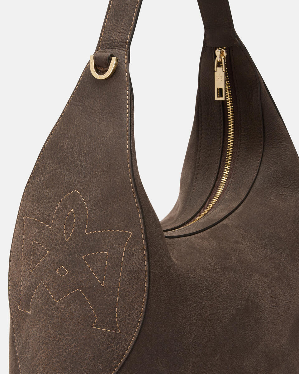 CUOIERIA FIORENTINA MAXIMA LARGE HOBO BAG - CHOCOLATE