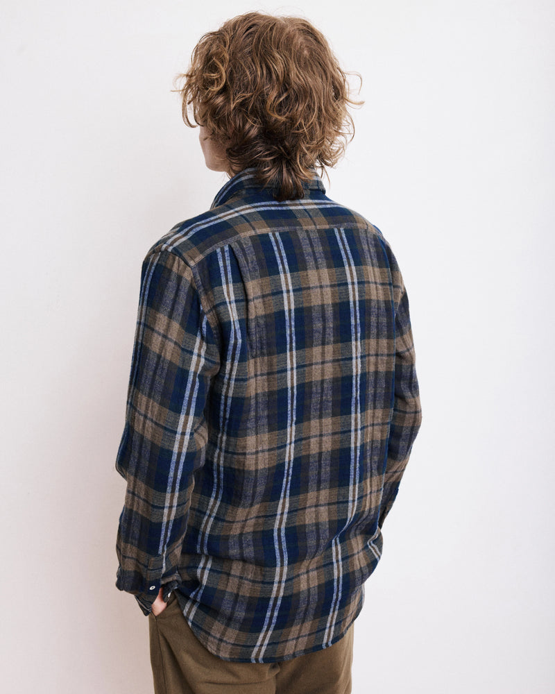 HARTFORD MEN'S CASUAL DOUBLE FACE FLANNEL TARTAN SHIRT - ARMY & NAVY