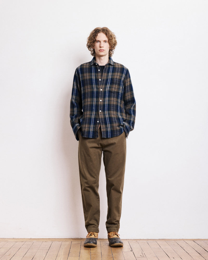 HARTFORD MEN'S CASUAL DOUBLE FACE FLANNEL TARTAN SHIRT - ARMY & NAVY