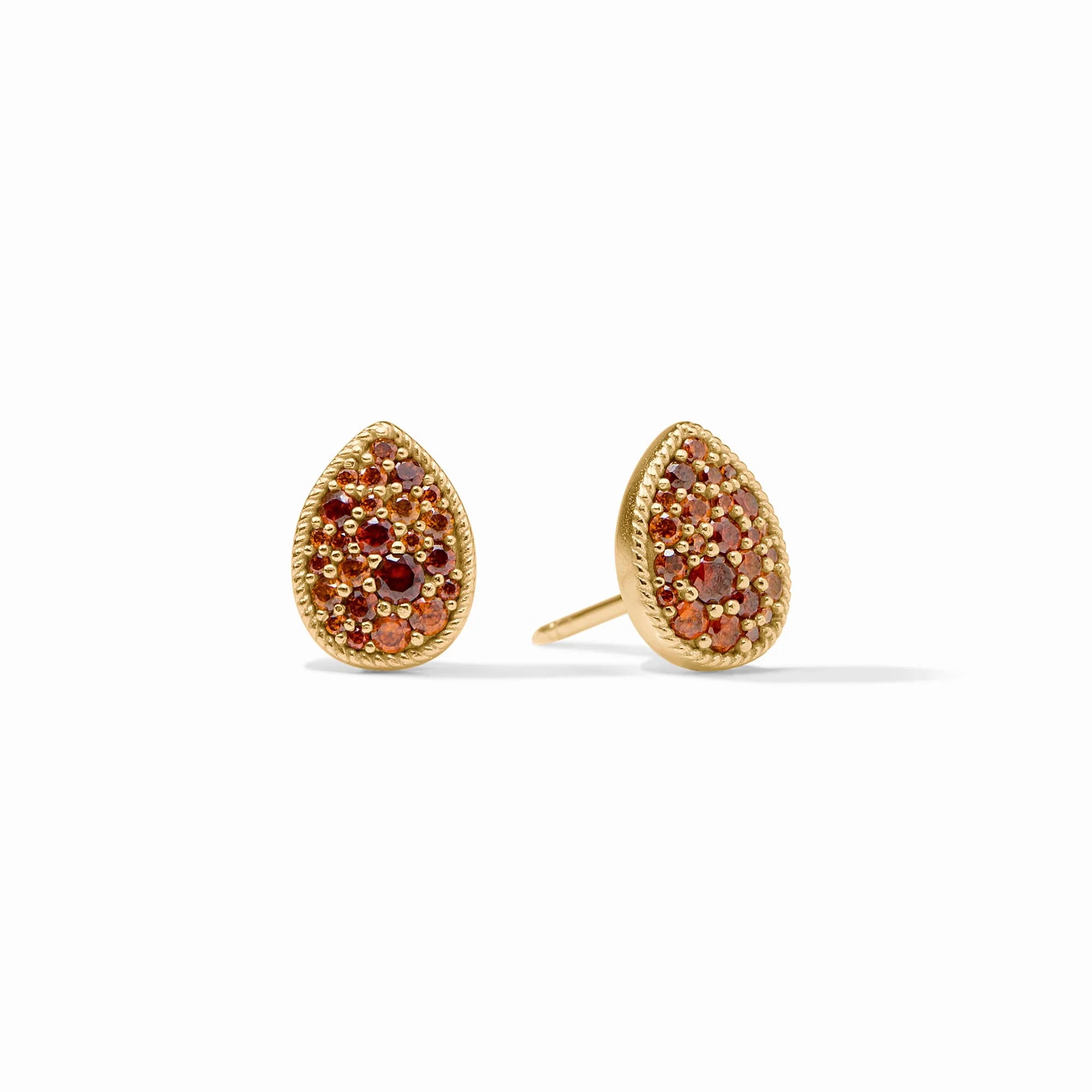 JULIE VOS PAVE TEARDROP STUD - GARNET