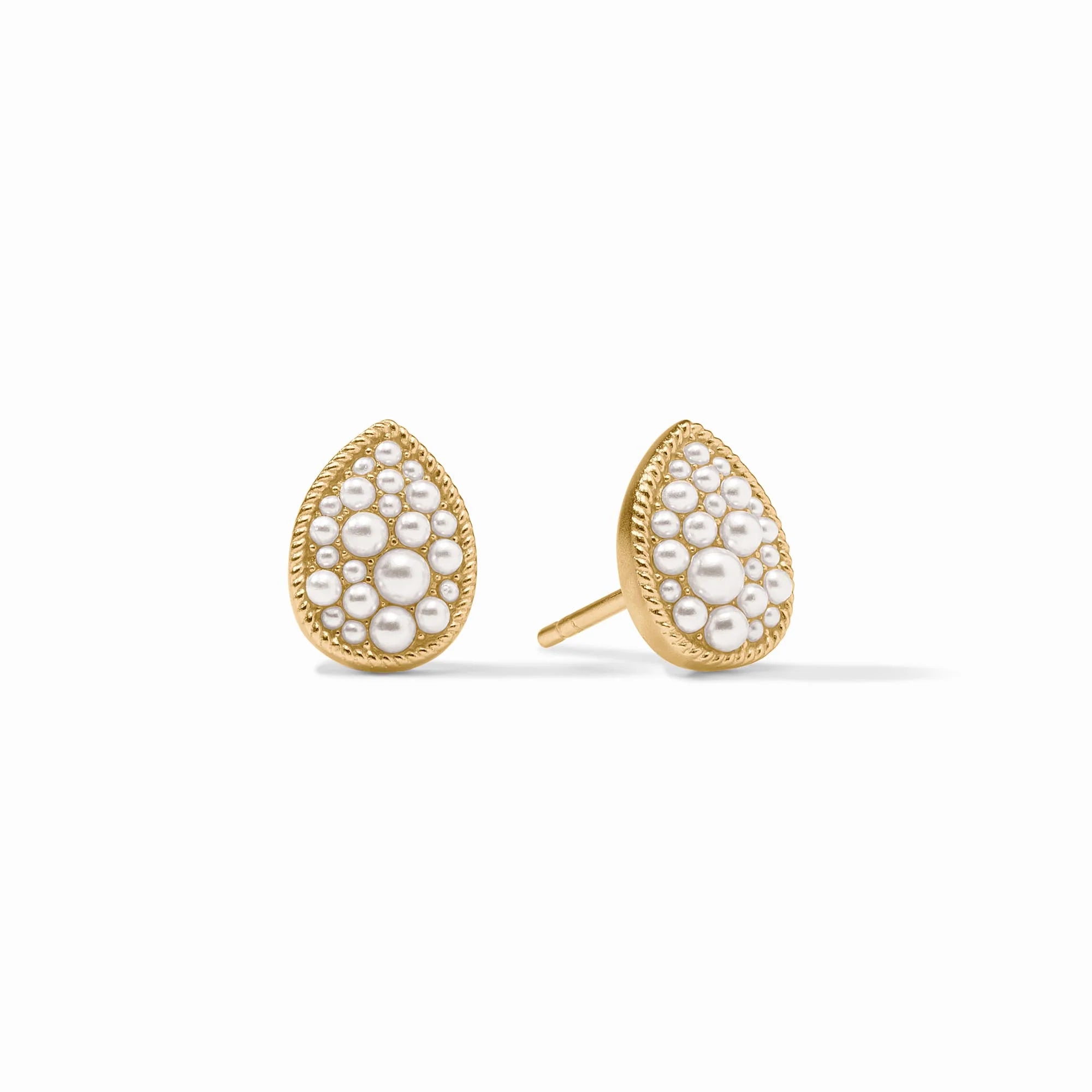 JULIE VOS PAVE TEARDROP STUD - PEARL