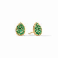 JULIE VOS PAVE TEARDROP STUD - EMERALD