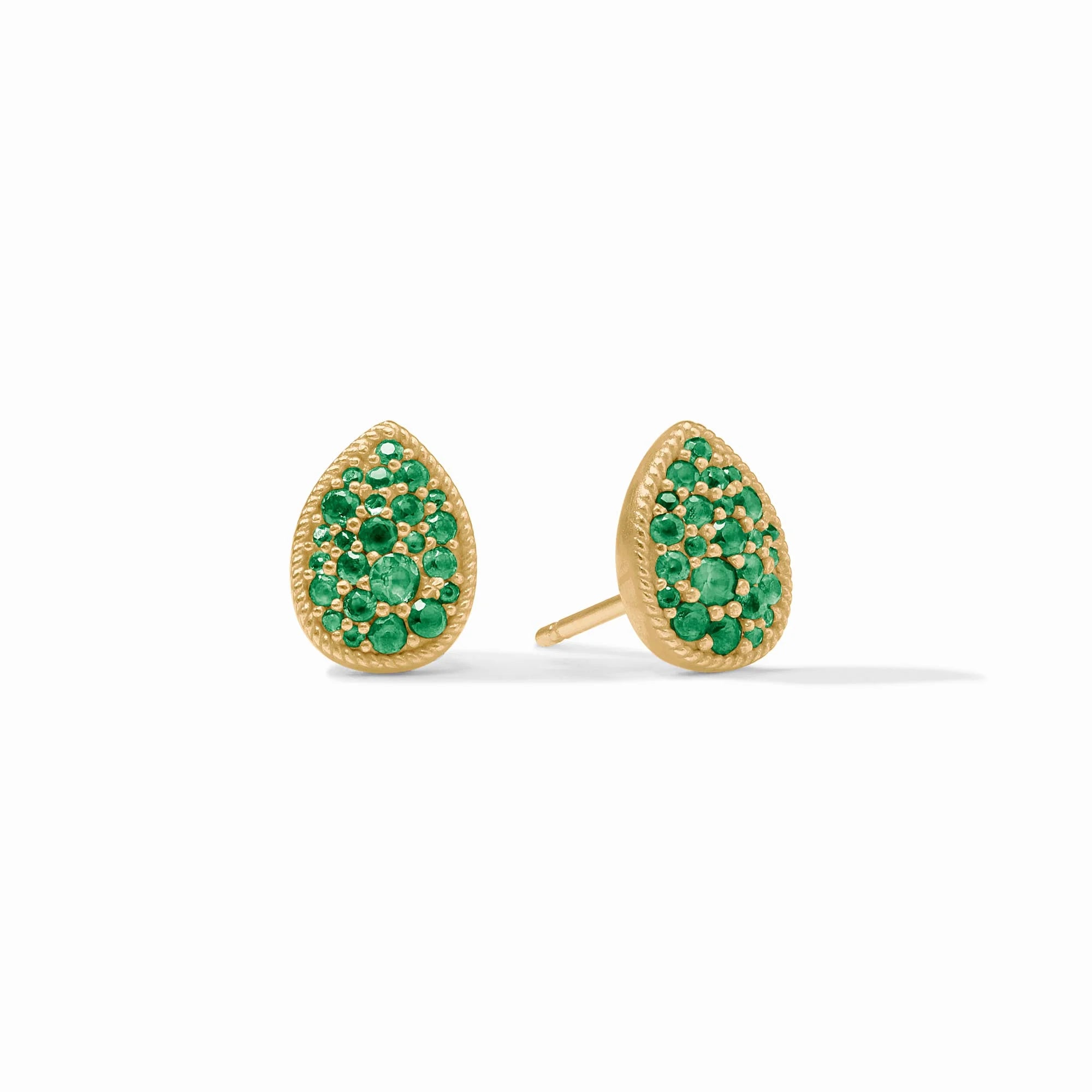 JULIE VOS PAVE TEARDROP STUD - EMERALD
