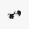 TATEOSSIAN CUFF LINKS - WHITE BRONZE PLATED OCTAGON BLACK ONYX