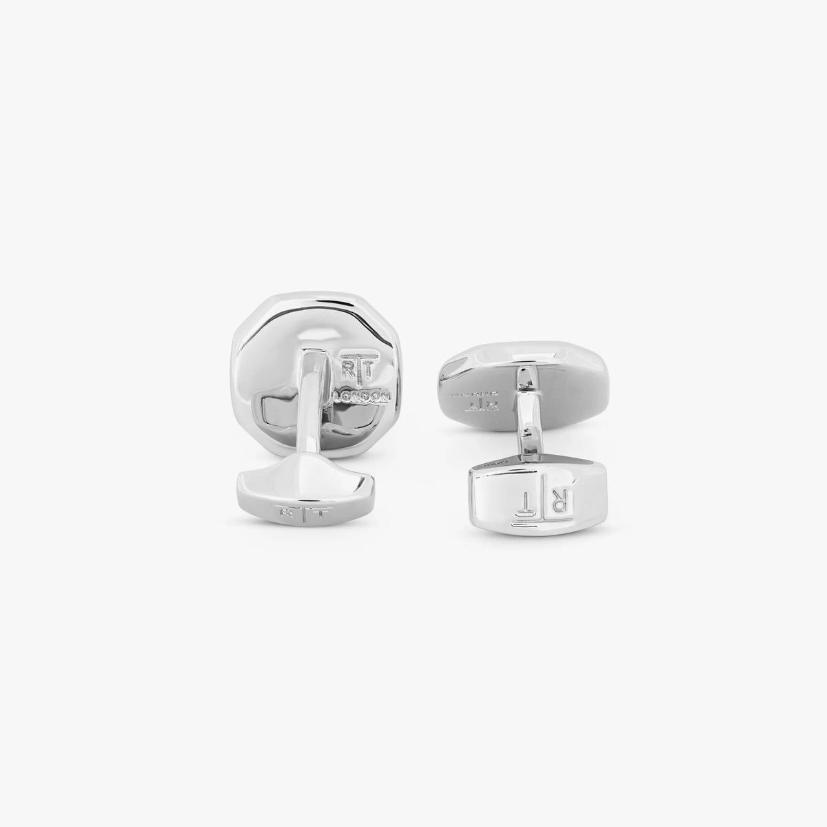 TATEOSSIAN CUFF LINKS - OCTAGON SEMI-PRECIOUS CUFFLINKS IN WHITE BRONZE & WHITE MOTHER OF PEARL