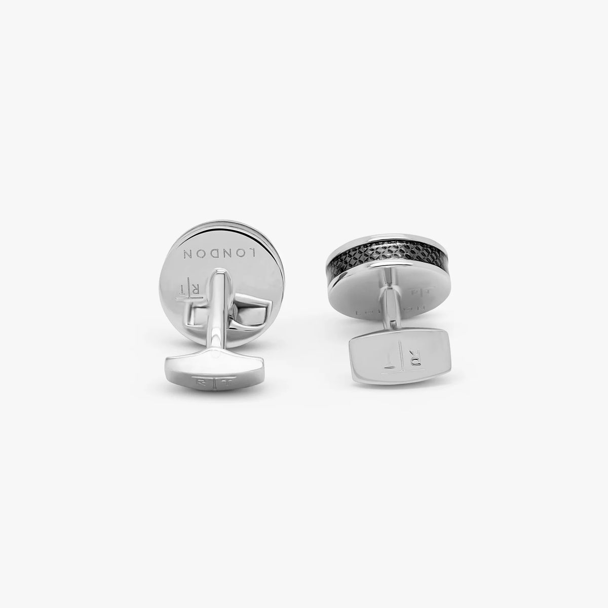 TATEOSSIAN CUFF LINKS - CARBON TABLET CUFFLINKS WITH PALLADIUM PLATED & CARBON FIBRE