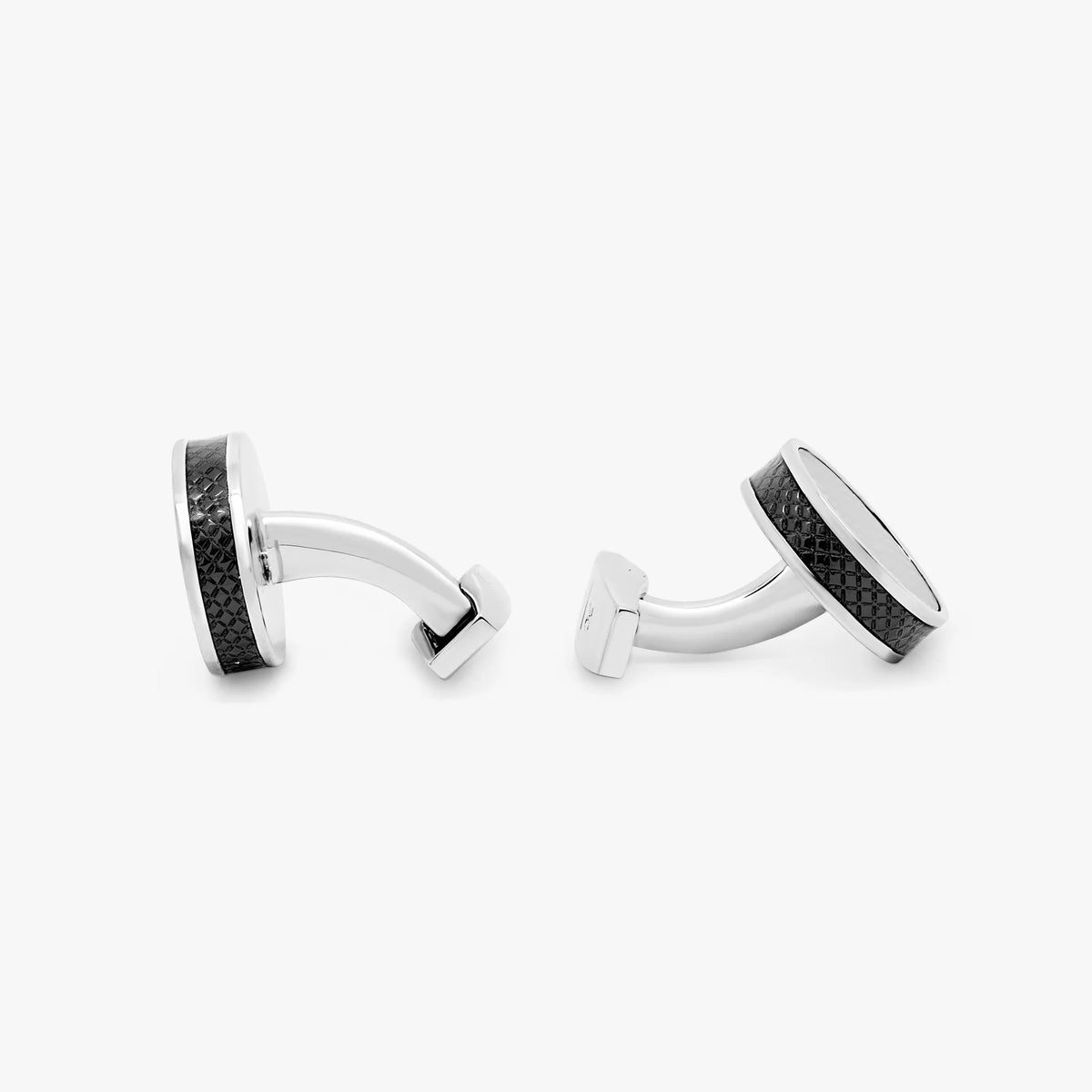 TATEOSSIAN CUFF LINKS - CARBON TABLET CUFFLINKS WITH PALLADIUM PLATED & CARBON FIBRE