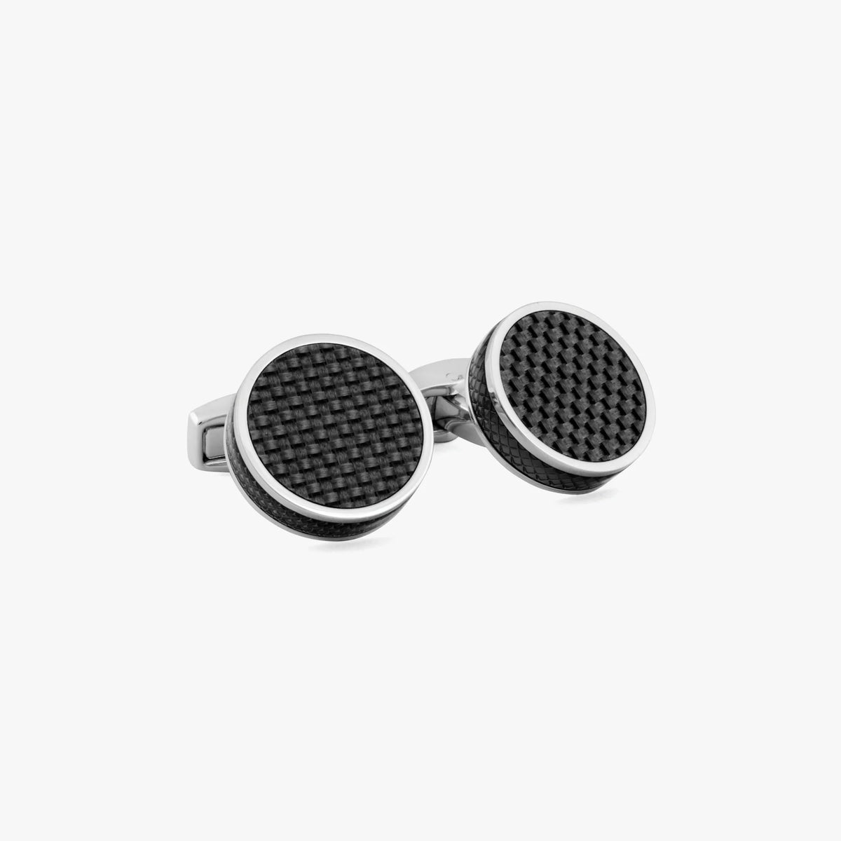 TATEOSSIAN CUFF LINKS - CARBON TABLET CUFFLINKS WITH PALLADIUM PLATED & CARBON FIBRE