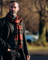 JOSHUA ELLIS CASHMERE SCARF - RED/BLACK PLAID