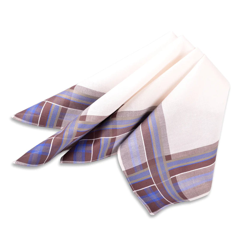 DION 3-PACK COTTON HANKIES - RED/BLUE/BROWN