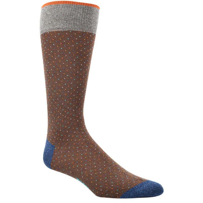 DION MID-CALF MEN'S SOCK - PIN DOT - MOCHA