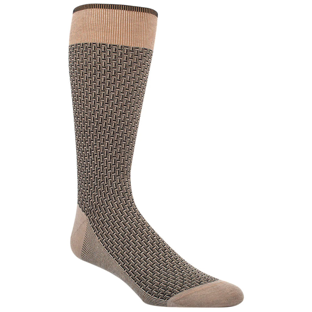 DION MID-CALF MEN'S SOCK - BASKETWEAVE - OATMEAL