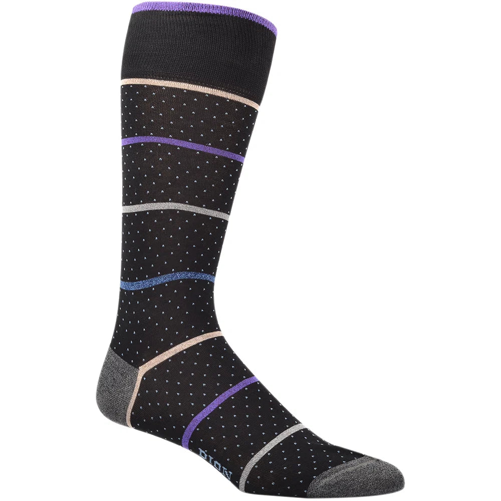 DION EXECUTIVE LENGTH MEN'S SOCK - NEAT BAR STRIPE - BLACK