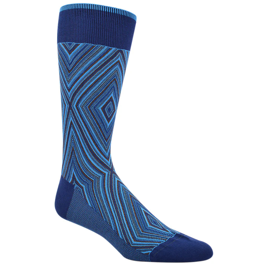 DION MID-CALF MEN'S SOCK - DIAMOND - INDIGO