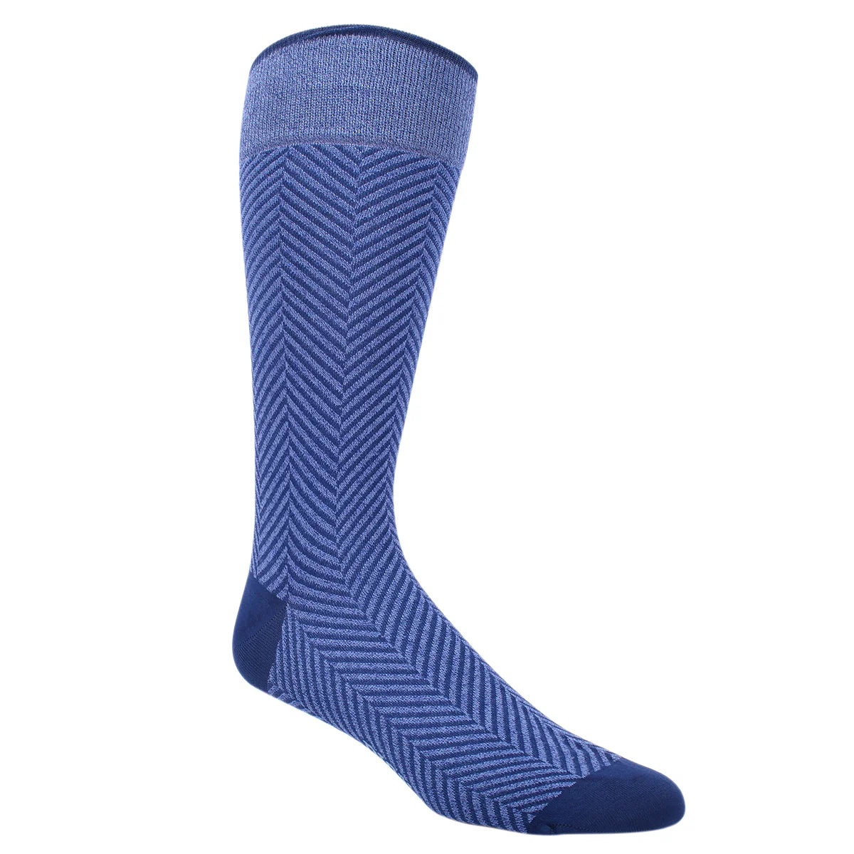 DION MID-CALF MEN'S SOCK - HERRINGBONE - INDIGO