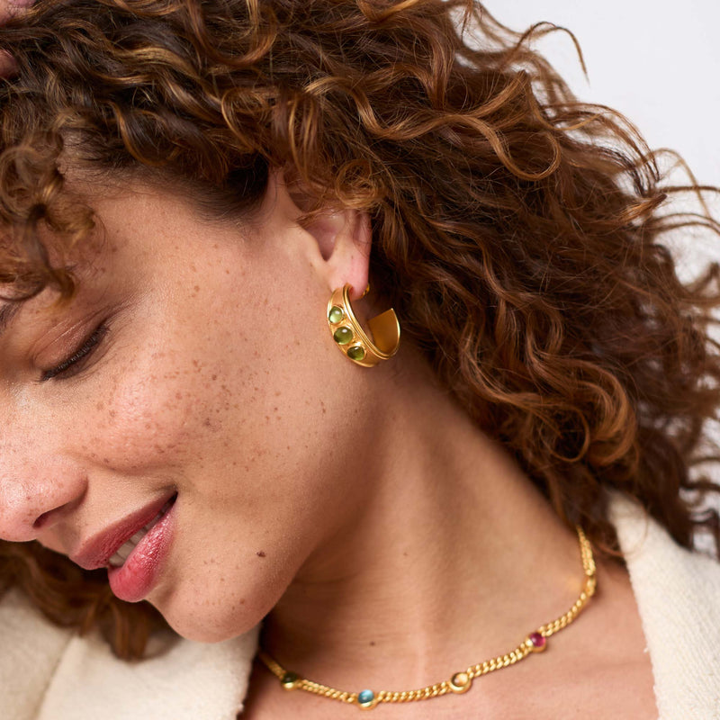 JULIE VOS DOLCE STONE HOOP - PALMETTO GREEN - MEDIUM