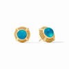 JULIE VOS CABOCHON STUD - IRIDESCENT LONDON BLUE