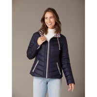 JUNGE - ELIZABETH QUILTED JACKET WITH STRIPE DETAIL - NAVY