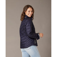 JUNGE - ELIZABETH QUILTED JACKET WITH STRIPE DETAIL - NAVY