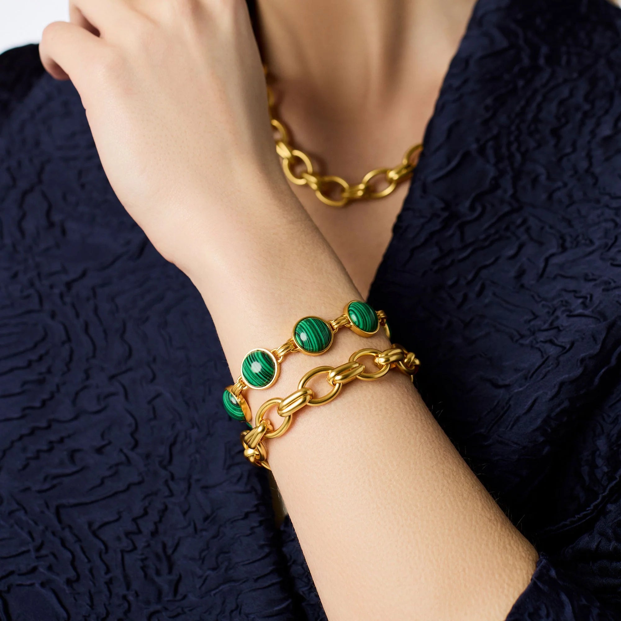JULIE VOS ESSEX STONE BRACELET - MALACHITE GREEN