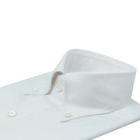 Button Down SF classic white 100% cotton twill melange long sleeve shirt with mother-of-pearl buttons.