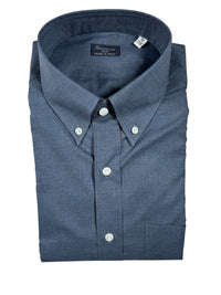Button Down SF dark blue superlight cotton shirt with button-down collar and chest pocket. Handmade in Italy.