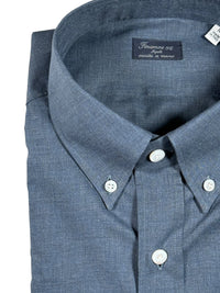 Button Down SF dark blue superlight cotton shirt with white buttons, classic fit, handmade in Italy.