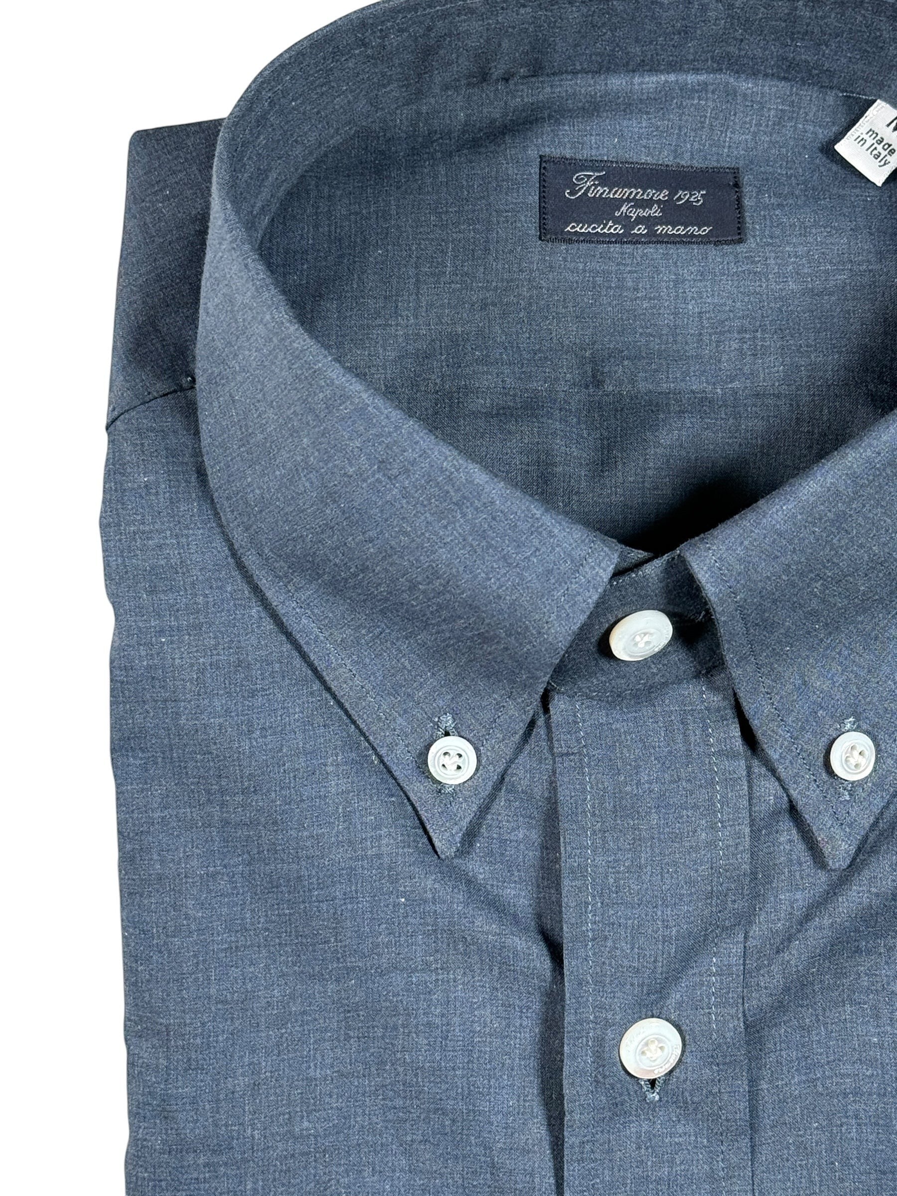Button Down SF dark blue superlight cotton shirt with white buttons, classic fit, handmade in Italy.